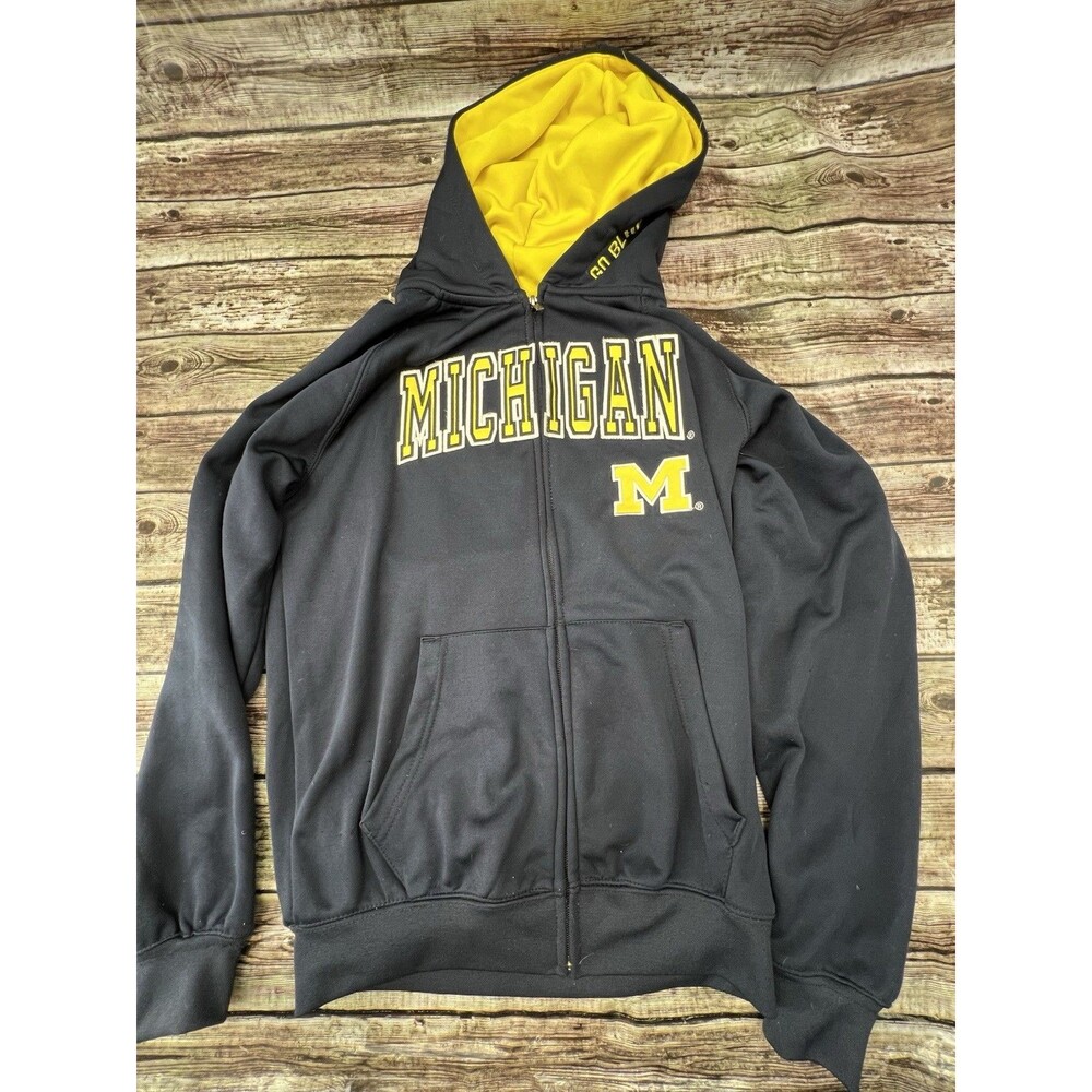 Colosseum Blue Michigan Wolverines Full-Zip Hoodie Youth Medium 12/14 EUC